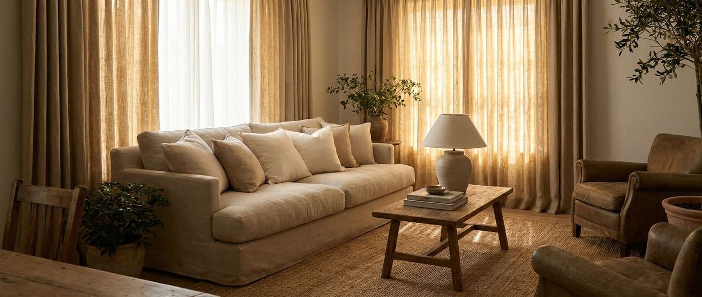 A serene and bright living room prepared using a vacation home cleaning checklist to ensure a peaceful homecoming experience.