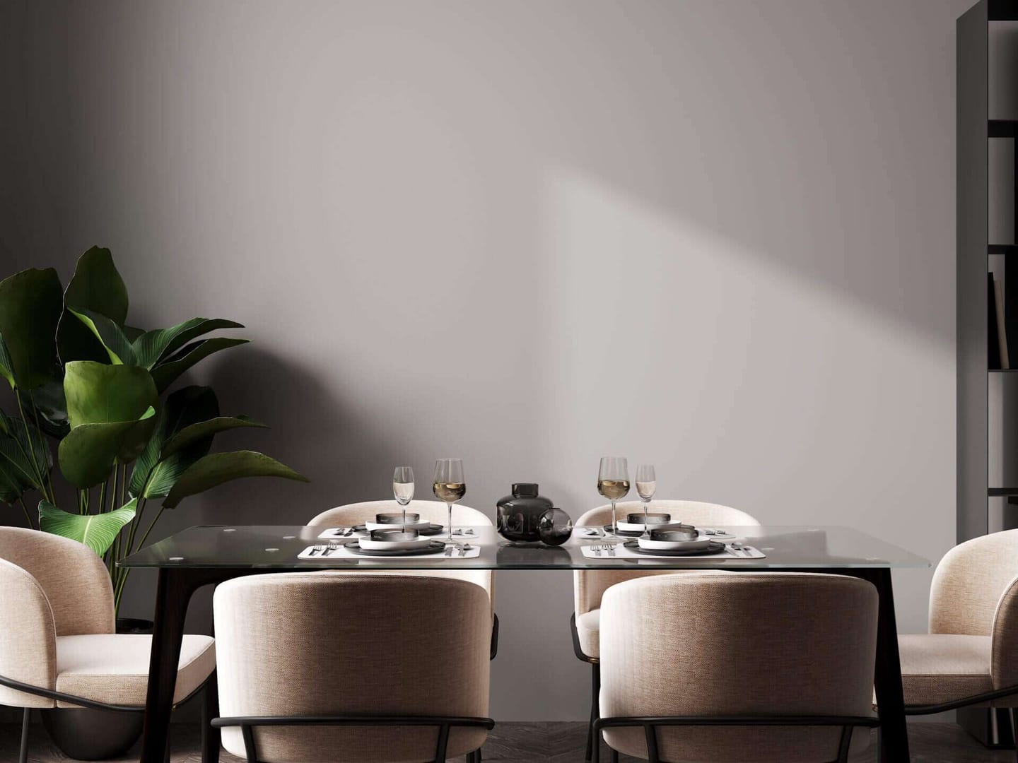 Living room with modern chairs and table, obtained after learning how to clean upholstered dining chairs
