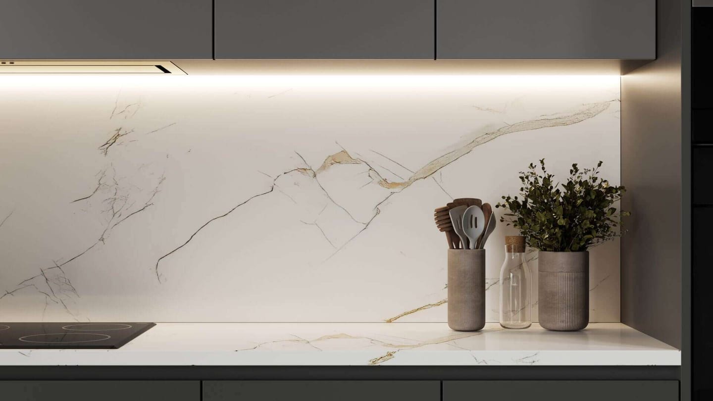 how to clean quartzite countertops to get a beautiful kitchen like this