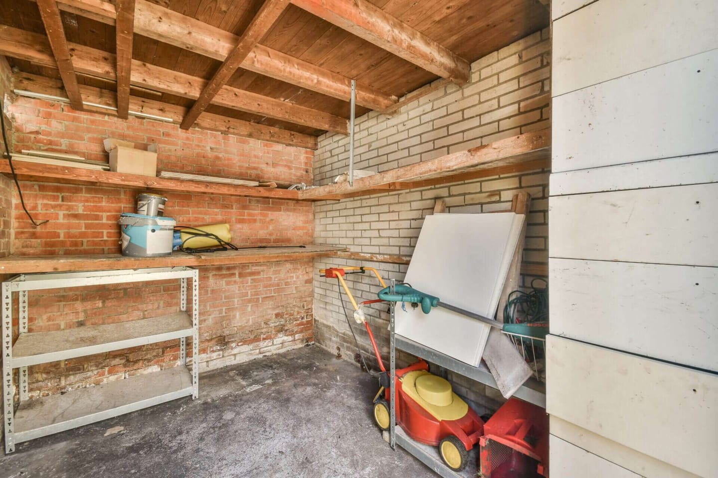 A tidy garage after cleaning out the garage