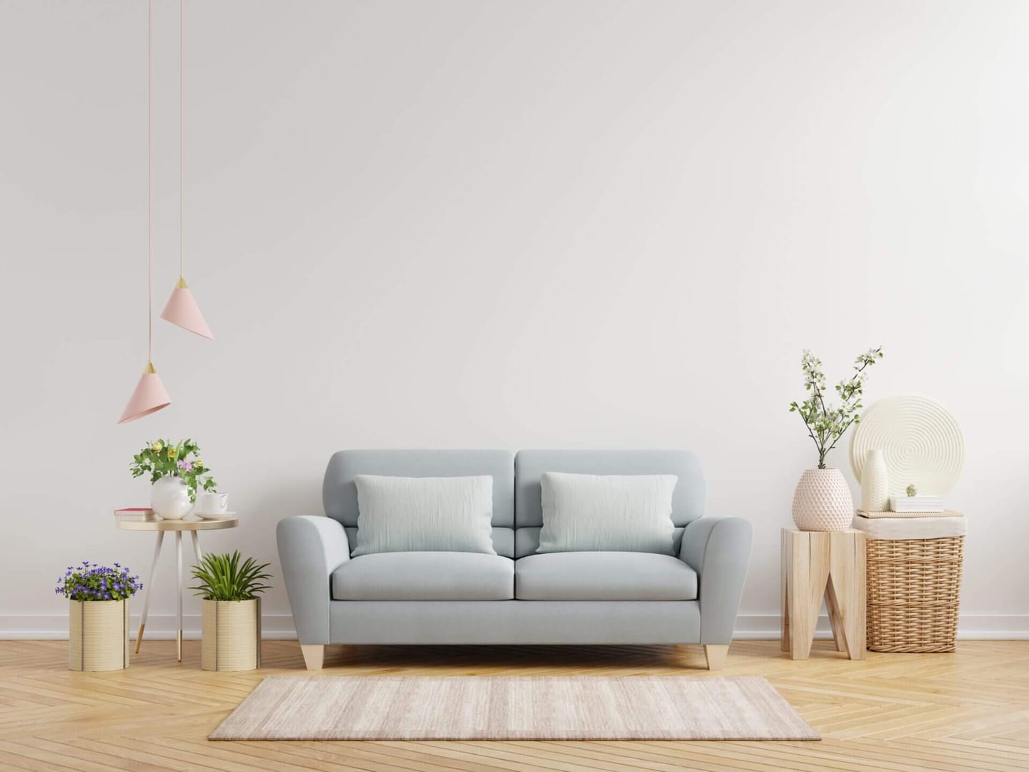 White wall living room
